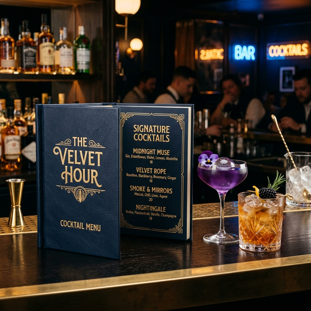 Kokteyl bar menü tasarımı