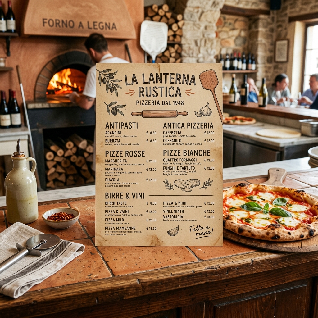 Pizzeria restoran menü tasarımı