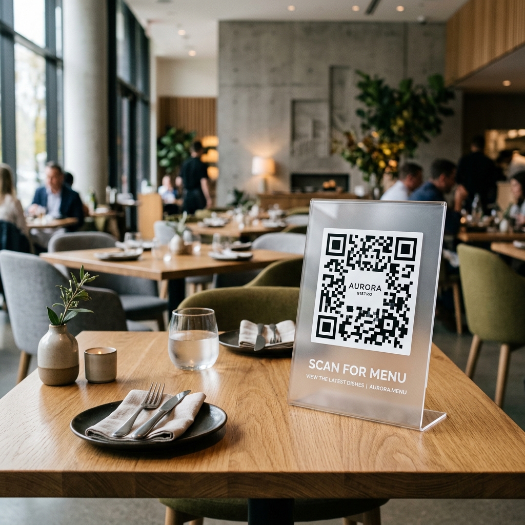 QR kod masa menü standı tasarımı